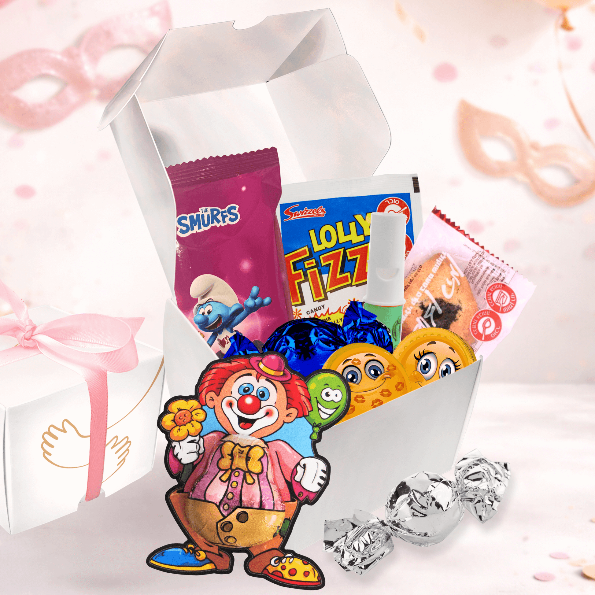 משלוח מנות לפורים בקופסה אישית, מארז ממתקים בקופסא לעובדים, לחברים, לבני משפחה ולכל מי שרוצים להעניק לו/לה תשומת לב